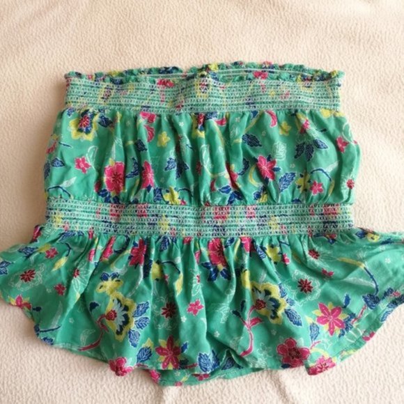 Hollister Green Tropical Floral Tube Top - Picture 4 of 8